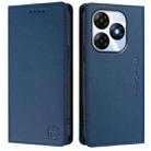 For itel P55 4G / Infinix Smart 8 RC01 Dual-Folded Magnetic Suction RFID Leather Phone Case(Dark Blue) - 2