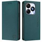 For itel P55 4G / Infinix Smart 8 RC01 Dual-Folded Magnetic Suction RFID Leather Phone Case(Dark Green) - 2