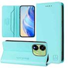 For itel P55 5G RC01 Dual-Folded Magnetic Suction RFID Leather Phone Case(Mint Green) - 1