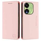 For itel P55 5G RC01 Dual-Folded Magnetic Suction RFID Leather Phone Case(Pink) - 2