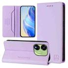 For itel P55 5G RC01 Dual-Folded Magnetic Suction RFID Leather Phone Case(Light Purple) - 1