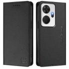 For itel P55+ RC01 Dual-Folded Magnetic Suction RFID Leather Phone Case(Black) - 2