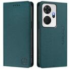 For itel P55+ RC01 Dual-Folded Magnetic Suction RFID Leather Phone Case(Dark Green) - 2