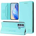 For itel S17 / S661W / Vision 3 RC01 Dual-Folded Magnetic Suction RFID Leather Phone Case(Mint Green) - 1