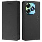 For itel S23+ RC01 Dual-Folded Magnetic Suction RFID Leather Phone Case(Black) - 2