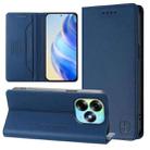 For itel S23+ RC01 Dual-Folded Magnetic Suction RFID Leather Phone Case(Dark Blue) - 1