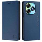 For itel S23+ RC01 Dual-Folded Magnetic Suction RFID Leather Phone Case(Dark Blue) - 2