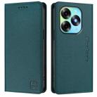 For itel S23+ RC01 Dual-Folded Magnetic Suction RFID Leather Phone Case(Dark Green) - 2