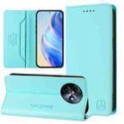 For itel S24 RC01 Dual-Folded Magnetic Suction RFID Leather Phone Case(Mint Green) - 1