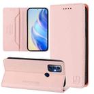 For Motorola G Pure / Moto G Play 2023 RC01 Dual-Folded Magnetic Suction RFID Leather Phone Case(Pink) - 1