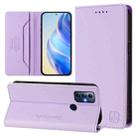 For Motorola G Pure / Moto G Play 2023 RC01 Dual-Folded Magnetic Suction RFID Leather Phone Case(Light Purple) - 1