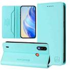 For Motorola Moto E7 Power RC01 Dual-Folded Magnetic Suction RFID Leather Phone Case(Mint Green) - 1