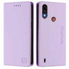 For Motorola Moto E7 Power RC01 Dual-Folded Magnetic Suction RFID Leather Phone Case(Light Purple) - 2