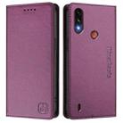 For Motorola Moto E7 Power RC01 Dual-Folded Magnetic Suction RFID Leather Phone Case(Violet) - 2