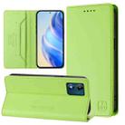 For Motorola Moto E13 RC01 Dual-Folded Magnetic Suction RFID Leather Phone Case(Grass Green) - 1