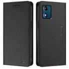 For Motorola Moto E13 RC01 Dual-Folded Magnetic Suction RFID Leather Phone Case(Black) - 2