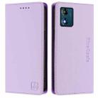 For Motorola Moto E13 RC01 Dual-Folded Magnetic Suction RFID Leather Phone Case(Light Purple) - 2
