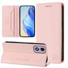 For Motorola Moto E14 / G24 / G04 / G04s RC01 Dual-Folded Magnetic Suction RFID Leather Phone Case(Pink) - 1