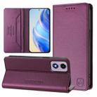 For Motorola Moto E14 / G24 / G04 / G04s RC01 Dual-Folded Magnetic Suction RFID Leather Phone Case(Violet) - 1