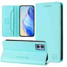 For Motorola Moto E22 / Moto E22i RC01 Dual-Folded Magnetic Suction RFID Leather Phone Case(Mint Green) - 1