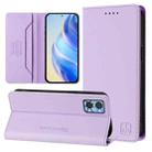 For Motorola Moto E22 / Moto E22i RC01 Dual-Folded Magnetic Suction RFID Leather Phone Case(Light Purple) - 1