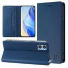 For Motorola Moto E22 / Moto E22i RC01 Dual-Folded Magnetic Suction RFID Leather Phone Case(Dark Blue) - 1