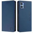 For Motorola Moto E22 / Moto E22i RC01 Dual-Folded Magnetic Suction RFID Leather Phone Case(Dark Blue) - 2