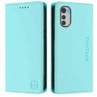 For Motorola Moto E32 Global RC01 Dual-Folded Magnetic Suction RFID Leather Phone Case(Mint Green) - 2