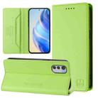 For Motorola Moto E32 Global RC01 Dual-Folded Magnetic Suction RFID Leather Phone Case(Grass Green) - 1