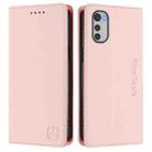 For Motorola Moto E32 Global RC01 Dual-Folded Magnetic Suction RFID Leather Phone Case(Pink) - 2