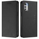 For Motorola Moto E32 Global RC01 Dual-Folded Magnetic Suction RFID Leather Phone Case(Black) - 2