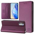 For Motorola Moto E32 Global RC01 Dual-Folded Magnetic Suction RFID Leather Phone Case(Violet) - 1