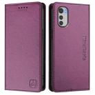 For Motorola Moto E32 Global RC01 Dual-Folded Magnetic Suction RFID Leather Phone Case(Violet) - 2