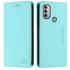 For Motorola Moto E40 / E30 / E20 RC01 Dual-Folded Magnetic Suction RFID Leather Phone Case(Mint Green) - 2