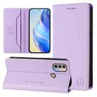 For Motorola Moto E40 / E30 / E20 RC01 Dual-Folded Magnetic Suction RFID Leather Phone Case(Light Purple) - 1