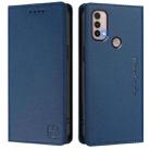 For Motorola Moto E40 / E30 / E20 RC01 Dual-Folded Magnetic Suction RFID Leather Phone Case(Dark Blue) - 2