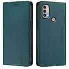 For Motorola Moto E40 / E30 / E20 RC01 Dual-Folded Magnetic Suction RFID Leather Phone Case(Dark Green) - 2