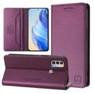 For Motorola Moto E40 / E30 / E20 RC01 Dual-Folded Magnetic Suction RFID Leather Phone Case(Violet) - 1