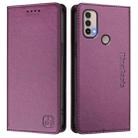 For Motorola Moto E40 / E30 / E20 RC01 Dual-Folded Magnetic Suction RFID Leather Phone Case(Violet) - 2