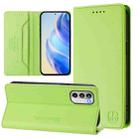 For Motorola Moto G 5G 2022 RC01 Dual-Folded Magnetic Suction RFID Leather Phone Case(Grass Green) - 1