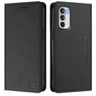 For Motorola Moto G 5G 2022 RC01 Dual-Folded Magnetic Suction RFID Leather Phone Case(Black) - 2