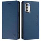 For Motorola Moto G 5G 2022 RC01 Dual-Folded Magnetic Suction RFID Leather Phone Case(Dark Blue) - 2