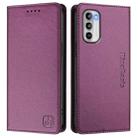 For Motorola Moto G 5G 2022 RC01 Dual-Folded Magnetic Suction RFID Leather Phone Case(Violet) - 2