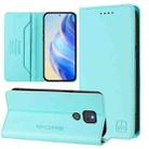 For Motorola Moto G Play 2021 RC01 Dual-Folded Magnetic Suction RFID Leather Phone Case(Mint Green) - 1