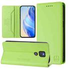 For Motorola Moto G Play 2021 RC01 Dual-Folded Magnetic Suction RFID Leather Phone Case(Grass Green) - 1