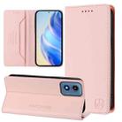 For Motorola Moto G Play 2024 / Moto G 5G 2024 RC01 Dual-Folded Magnetic Suction RFID Leather Phone Case(Pink) - 1