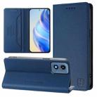 For Motorola Moto G Play 2024 / Moto G 5G 2024 RC01 Dual-Folded Magnetic Suction RFID Leather Phone Case(Dark Blue) - 1