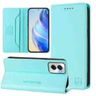 For Motorola Moto G Power 5G 2024 RC01 Dual-Folded Magnetic Suction RFID Leather Phone Case(Mint Green) - 1