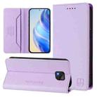 For Motorola Moto G Power 2021 RC01 Dual-Folded Magnetic Suction RFID Leather Phone Case(Light Purple) - 1