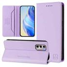 For Motorola Moto G Stylus 4G 2022 RC01 Dual-Folded Magnetic Suction RFID Leather Phone Case(Light Purple) - 1